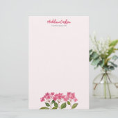 Aquarellpinke Hydrangea Lacecaps Blumengemälde Briefpapier (Stehend Vorderseite)
