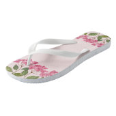 Aquarellpinke Hydrangea Lacecaps Illustration Badesandalen (Schrägansicht)