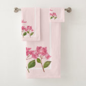 Aquarellpinke Hydrangea Lacecaps Illustration Badhandtuch Set (Insitu)