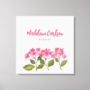 Aquarellpinke Hydrangea Lacecaps Illustration Leinwanddruck