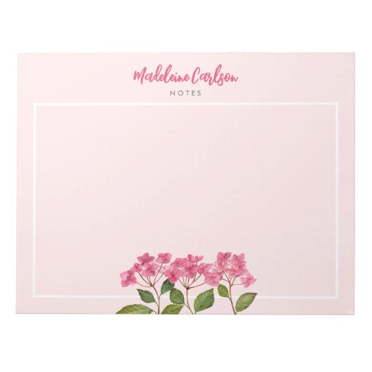 Aquarellpinke Hydrangea Lacecaps Illustration Notizblock (Vorderseite)