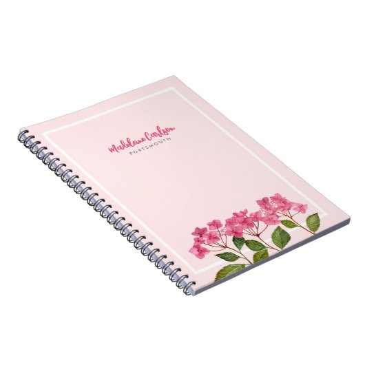 Aquarellpinke Hydrangea Lacecaps Illustration Notizblock (Rechte Seite)
