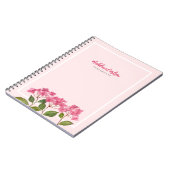 Aquarellpinke Hydrangea Lacecaps Illustration Notizblock (Linke Seite)