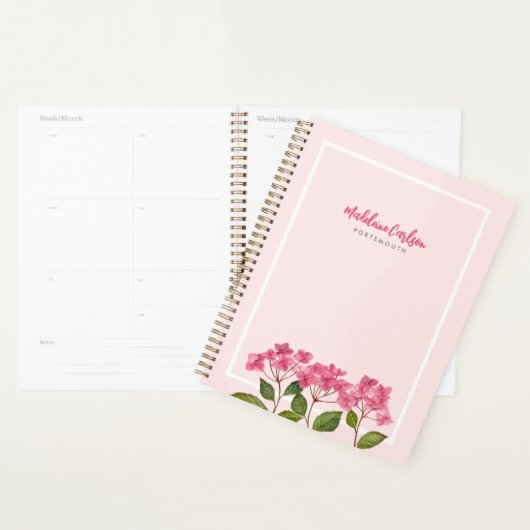 Aquarellpinke Hydrangea Lacecaps Illustration Planer (Anzeige)