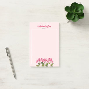 Aquarellpinke Hydrangea Lacecaps Illustration Post-it Klebezettel