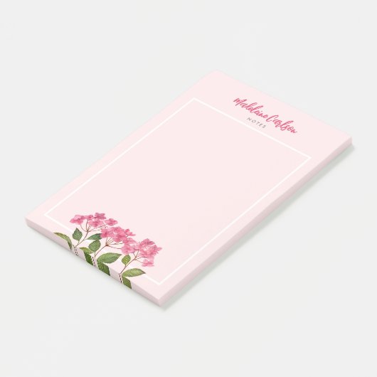 Aquarellpinke Hydrangea Lacecaps Illustration Post-it Klebezettel (angewinkelt)