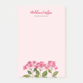 Aquarellpinke Hydrangea Lacecaps Illustration Post-it Klebezettel