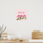 Aquarellpinke Hydrangea Lacecaps Illustration Poster (Küche)