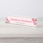 Aquarellpinke Hydrangea Lacecaps Illustration Schreibtischnamensplakette (Vorderseite )