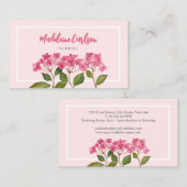 Aquarellpinke Hydrangea Lacecaps Illustration Visitenkarte (Vorne/Hinten)