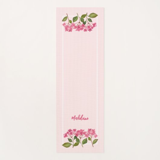 Aquarellpinke Hydrangea Lacecaps Illustration Yogamatte (Vorderseite)