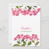 Aquarellpinke Hydrangeas Lacecaps Geburtstag Einladung (Rückseite)