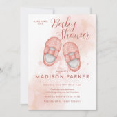 Aquarellpinke Kinderschuhe Einladung (Vorderseite)