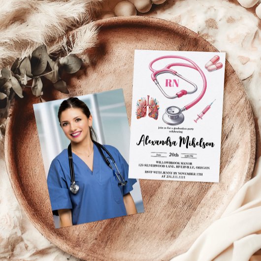 Aquarellpinke Krankenpflege Einladung