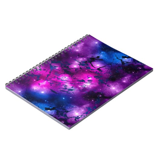 Aquarellpinke, Lila-blaue Marmorgalaxie Notizblock (Linke Seite)