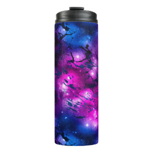 Aquarellpinke, Lila-blaue Marmorgalaxie Thermosbecher