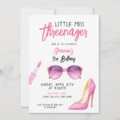 Aquarellpinke Makeup Thema 3. Geburtstag Einladung (Vorderseite)