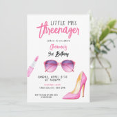 Aquarellpinke Makeup Thema 3. Geburtstag Einladung (Stehend Vorderseite)