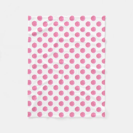 Aquarellpinke Polka-Punkte-Design Fleecedecke (Vorderseite)