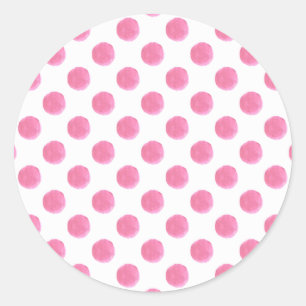 Aquarellpinke Polka-Punkte-Design Runder Aufkleber