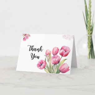 Aquarellpinke Tulpen gefaltet Danke Karte