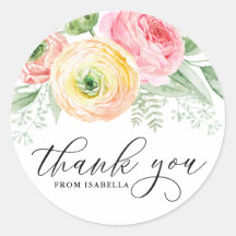 Aquarellpinke und Gelbe Ranunculus Vielen Dank