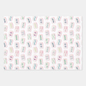 Aquarellpinke und grüne Mahjong-Fliesen Geschenkpapier Set (Vorderseite 2)