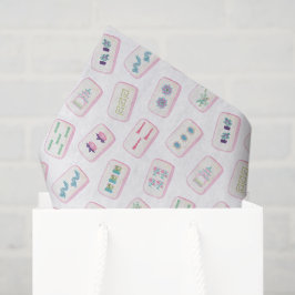 Aquarellpinke und grüne Mahjong-Fliesen Seidenpapier