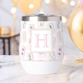 Aquarellpinke und grüne Mahjong-Tiles Monogram