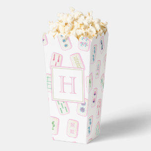 Aquarellpinke und grüne Mahjong-Tiles Monogram Geschenkschachtel