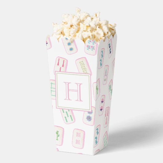 Aquarellpinke und grüne Mahjong-Tiles Monogram Geschenkschachtel (Geplatzt)