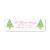 Aquarellpinke und grüne Weihnachtsbaumadresse (Vorne)