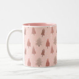 Aquarellpinke Weihnachtsbaumillustrierung Zweifarbige Tasse