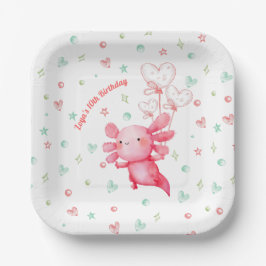 Aquarellpinken Axolotl Fun Kindergeburtstag Party Pappteller