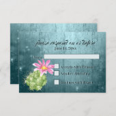 Aquarellpinken blühende Kakteen Wedding RSVP (Vorne/Hinten)