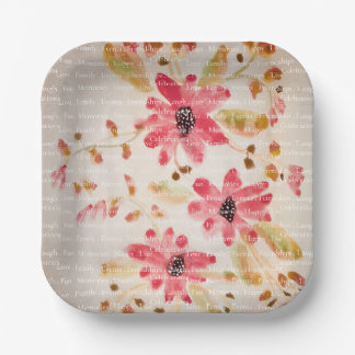 Aquarellpinken, Blumendesigner Pappteller