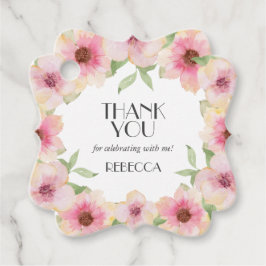 Aquarellpinken Blüten Danke Geschenkanhänger