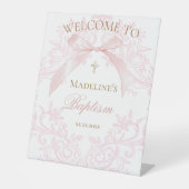 Aquarellpinken Bogen Taufe Sockelschild (Vorderseite)