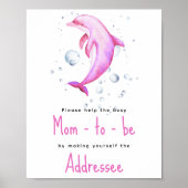 Aquarellpinken Delphin - Mama zu erreichen Poster (Vorne)
