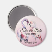 Aquarellpinken Flamingos speichern das Datumsmagaz Magnet (Vorderseite/Rückseite)