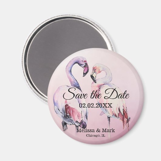 Aquarellpinken Flamingos speichern das Datumsmagaz Magnet (Vorderseite/Rückseite)