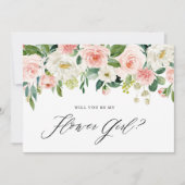 Aquarellpinken Florals werden Sie mein Blumenmädch Einladung (Vorderseite)