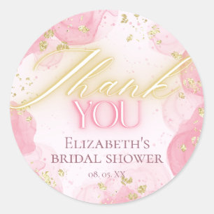 Aquarellpinken & Gold Glitzer Elegante Vielen Dank Runder Aufkleber