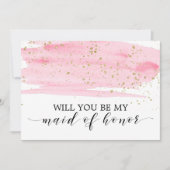 Aquarellpinken Gold werden Sie meine Trauzeugin se Einladung (Vorderseite)