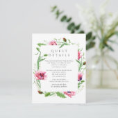 Aquarellpinken Poppies für Hochzeitgäste Details Begleitkarte (Stehend Vorderseite)