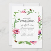 Aquarellpinken Poppies Virtual Dusche Einladung (Vorderseite)