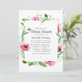 Aquarellpinken Poppies Virtual Dusche Einladung (Stehend Vorderseite)