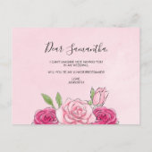 Aquarellpinken sind meine jr. Bridesmaid-Postkarte Einladungspostkarte (Rückseite)