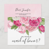 Aquarellpinken sind meine Trauzeugin Postkarte (Vorne/Hinten)