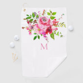 Aquarellpinken Sommerblumenmonogramm Golfhandtuch (Insitu)